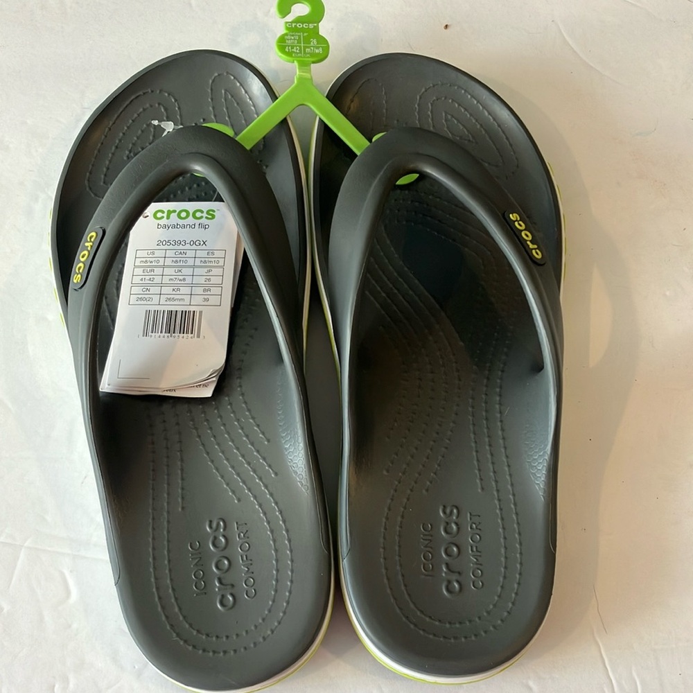 NWT Crocs flip flops. New in bag. Size M 8, W 10.